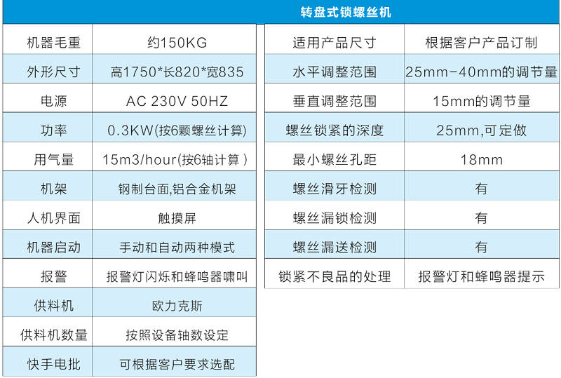 自动螺丝机参数